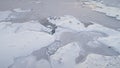 Aerial flight over polar ocean, base. Antarctica. Royalty Free Stock Photo