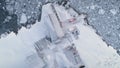 Aerial flight over Vernadsky base in Antarctica.