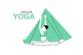 Aerial, fly yoga logo template. Anti-gravity yoga minimalistic business card design. Vector illustration