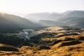 Aerial flyght over the Pale di San Martino mountain group in sunset time Royalty Free Stock Photo