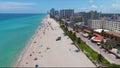 Aerial Hollywood Beach Florida Coastal Hover South view No3