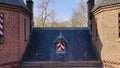 Aerial Flying Through Shot of the De Haar castle Gates, Netherlands