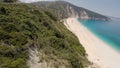 Aerial footage of a beautiful beach and cliffs