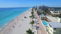 Aerial footage of Hollywood beach. Florida, USA