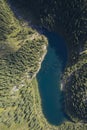Aerial footage of Kaindy lake and sunken forest in Kazakhstan