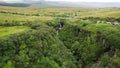 Aerial footage - Lealt Gorge and Lealt Falls on the Isle of Skye in Scotland, summer view (waterfall in Scotland)