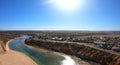 Aerial footage of the South Australian Southport Onkaparinga River estuary.