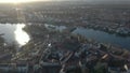 aerial footage of southern Berlin in beautiful sunset