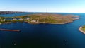 Aerial footage Stts Dalniye Zelentsy in Barents Sea.