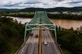 Aerial of Four-Lane Highway Bridge - Interstate 64 - Kanawha River - Nitro, West Virginia