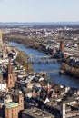 Aerial of Frankfurt with river main