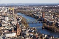 Aerial of Frankfurt with river main