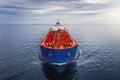 Aerial front view of a cargo tanker