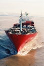 view of a loaded container cargo vessel traveling over calm rio de la plata,buenos aires argentina,maqueira