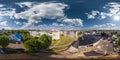 aerial full seamless spherical 360 hdri panorama view in city overlooking of residential area of high-rise buildings in