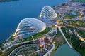 Aerial of the Gardens by the Bay conservatories Royalty Free Stock Photo