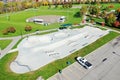 Aerial of Gellert Skatepark, Halton Hills, Ontario, Canada