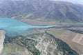 Ohau and Tekapu rivers outlets in lake Benmore,  New Zealand Royalty Free Stock Photo