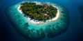 Aerial Glimpse of a Pristine Beach with Palm Trees and Serene Waves, A Gorgeous Summer Canvas for Design Creations