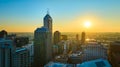 Aerial Golden Hour Skyline of Indianapolis Downtown