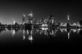 Aerial grayscale view of the skyline of Donau City in Vienna, Austria.