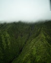 Aerial of Green Cliffs of Na Pali Coast on Kauai, Hawaii Royalty Free Stock Photo