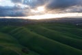 Aerial of Green Hills and Sunset in Tri-valley, California Royalty Free Stock Photo