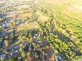 Scenic aerial view of green suburban area of Ozark, Arkansas, US