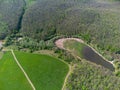 Aerial greenery and wild lake drying and swamping Royalty Free Stock Photo