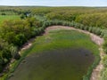 Aerial greenery and wild lake drying and swamping Royalty Free Stock Photo