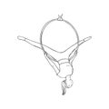 Aerial gymnast sketch. Sportive woman in the aerial hoop. Vector illustration in white background Royalty Free Stock Photo