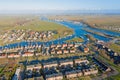 Aerial from the harbor and city Stavoren at the IJsselmeer in the Netherlands