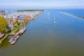 Aerial from the harbor from Enkhuizen in Netherlands
