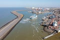 Aerial from the harbor from Harlingen Friesland in the Netherlands