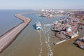 Aerial from the harbor from Harlingen in the Netherlands
