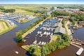 Aerial from the harbor from Terherne in Friesland the Netherlands Royalty Free Stock Photo