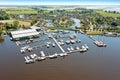 Aerial from the harbor from Terherne in Friesland the Netherlands Royalty Free Stock Photo