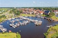 Aerial from the harbor and village Vollenhove in the Netherlands Royalty Free Stock Photo