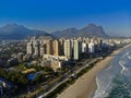 Aerial HDR view of Barra da Tijuca beach during late afternoon. Rio de Janeiro, Brazil. Royalty Free Stock Photo