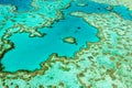 Aerial of Heart Reef, Hardy Lagoon in the Great Barrier Reef of the Whitsundays