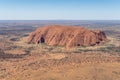 Aerial helicopter view of the west side of Uluru, also known as Ayers Rock, a large sandstone formation in Northern Territory Royalty Free Stock Photo