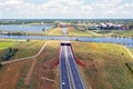 Aerial from the Hendrik Bulthuis aquaduct in Friesland the Netherlands
