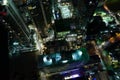 Aerial high photo city at night with building lights