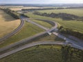 Aerial of highway city intersection junction summer Top View