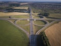 Aerial of highway city intersection junction summer Top View