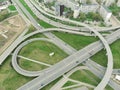 Aerial highway junction. Highway from aerial view. Urban highway and lifestyle concept Royalty Free Stock Photo