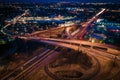 Aerial of Highway Traffic Long Exposure Royalty Free Stock Photo