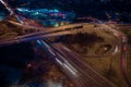 Aerial of Highway Traffic Long Exposure Royalty Free Stock Photo