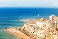 Aerial hill top view on Rhodes city and mediterranean sea Royalty Free Stock Photo