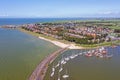 Aerial from the historial city Stavoren in Friesland the Netherlands